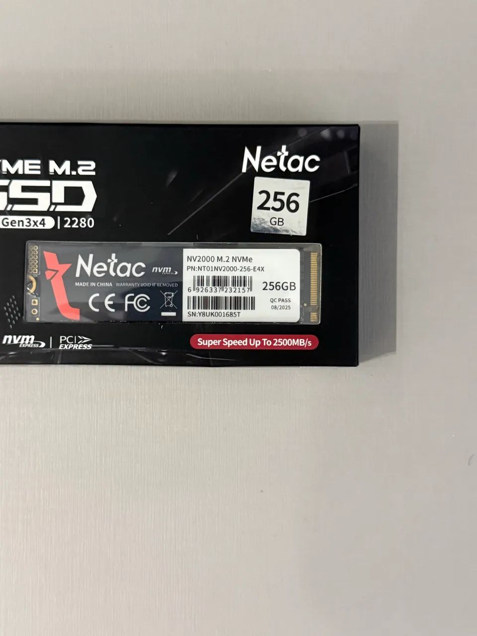 SSD NVME Gen 3 Netac 256gb (Lacrado) - Foto 2
