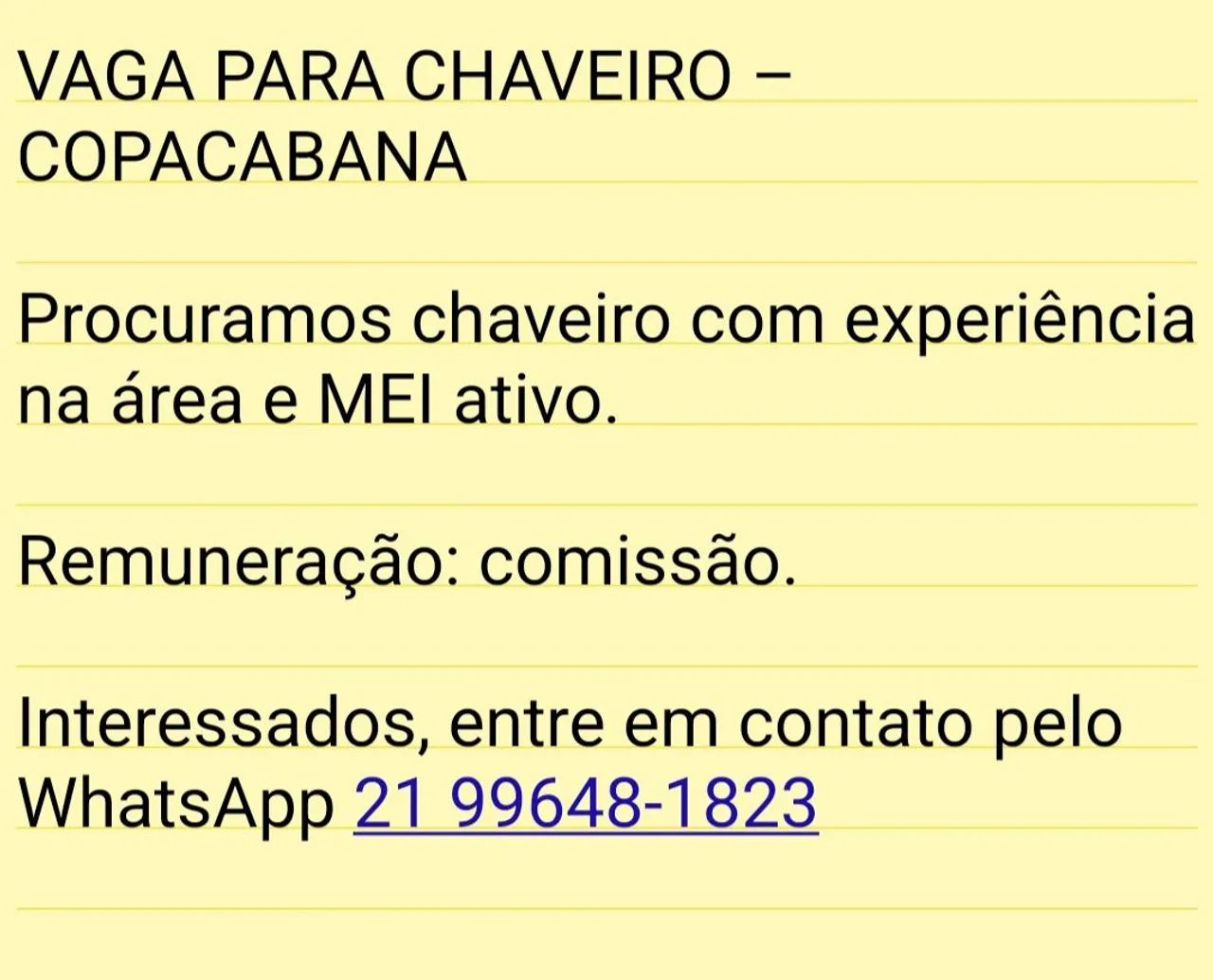 Vaga para chaveiro