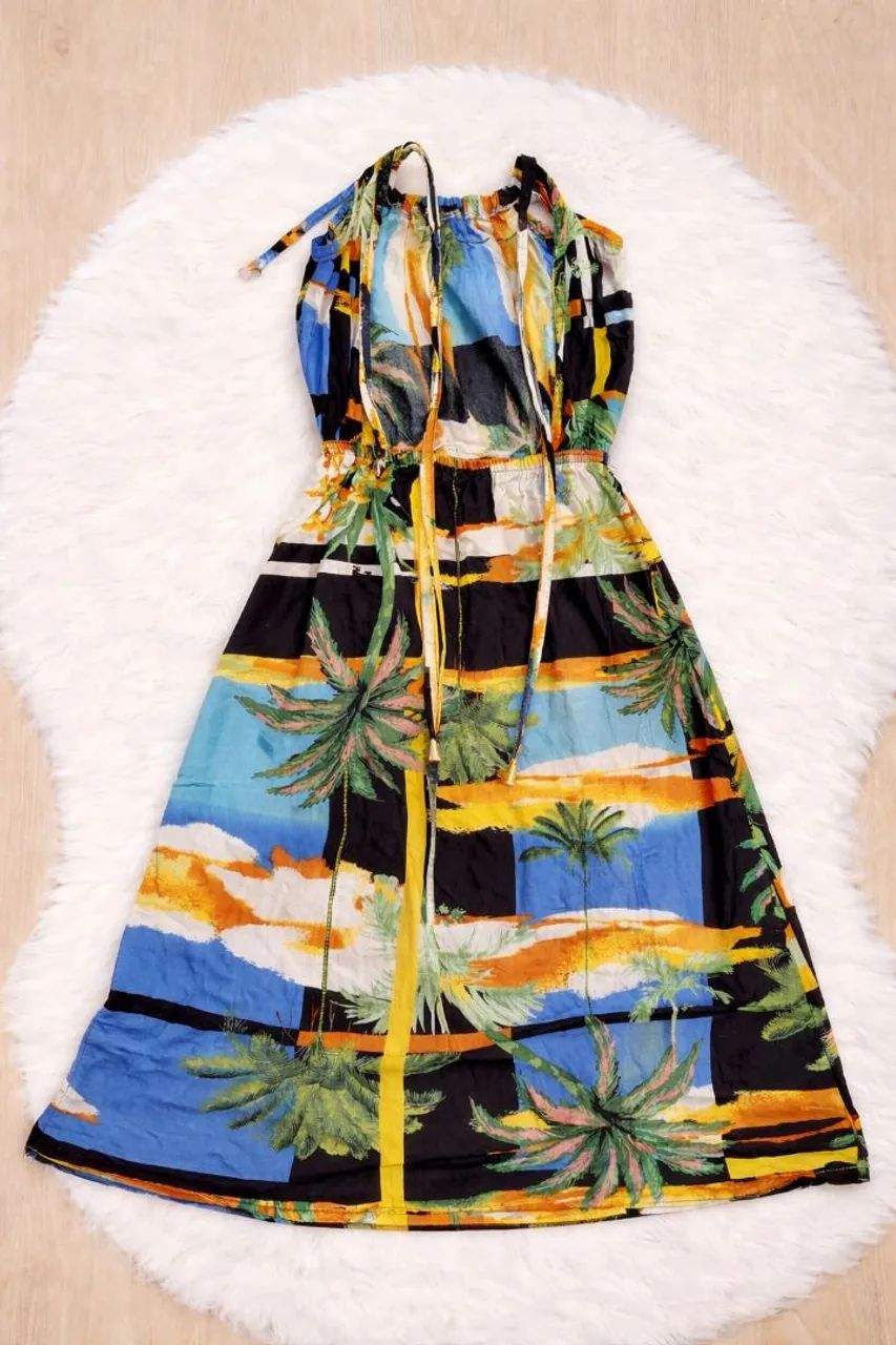 Vestido Infantil Estampado Tropical - (USADO) - Foto 3