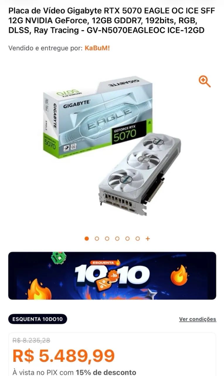 RTX 5070 eagle oc ice - com nf e caixa + 25 meses garantia