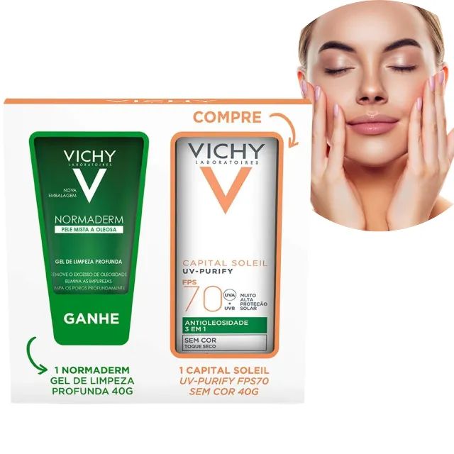 Vichy Protetor Solar Fps70 Purify + Gel De Limpeza 50g Kit  - Foto 2