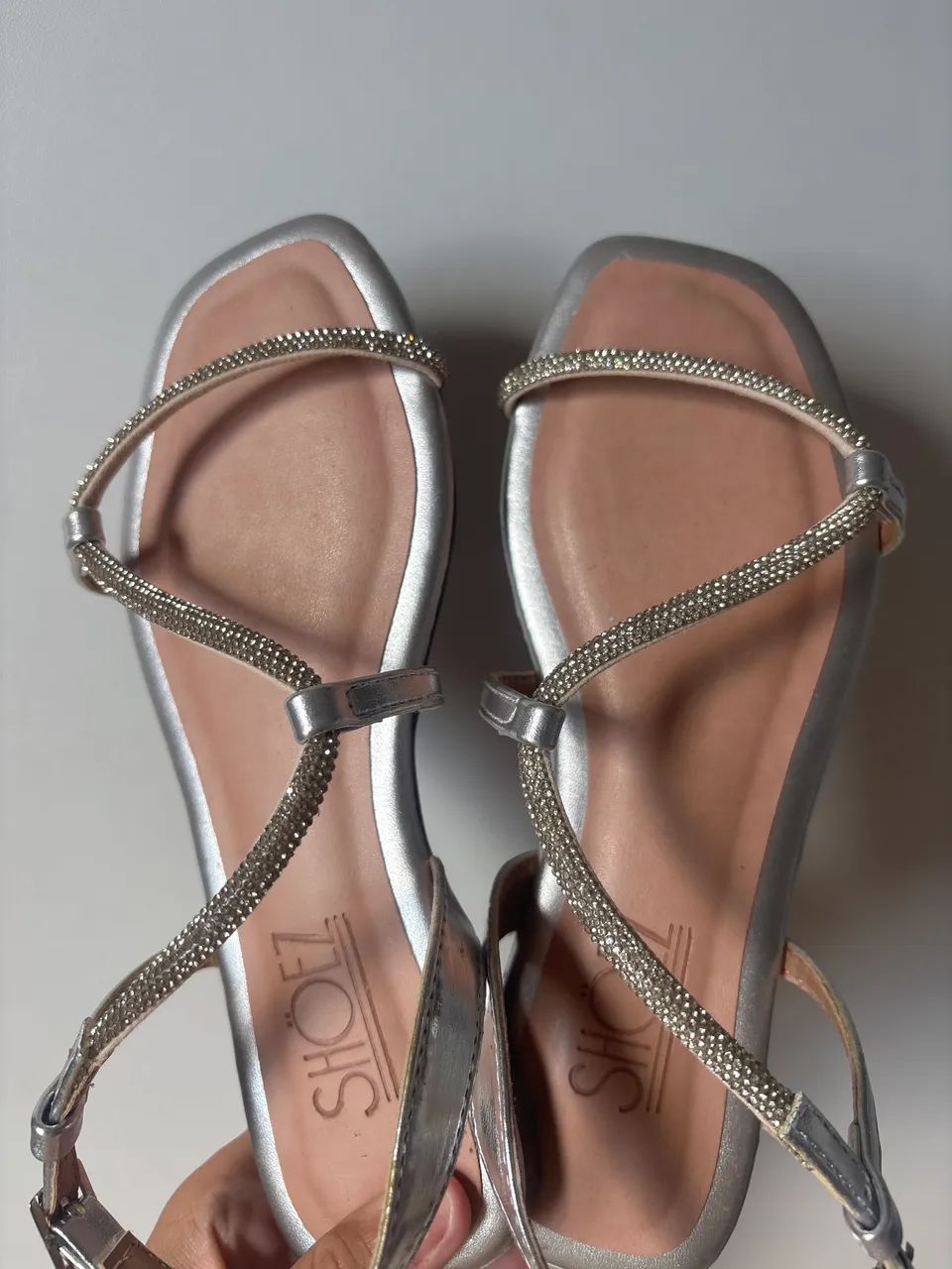 Rasteira Prata Brilhante 