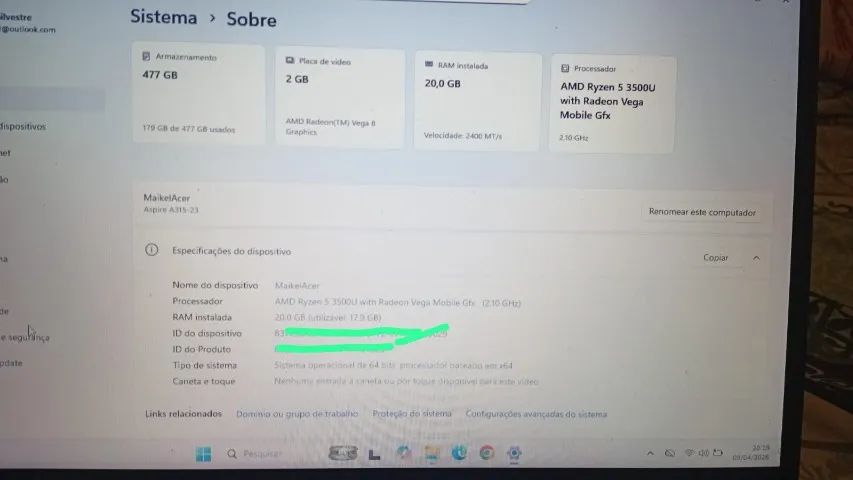Notebook Acer Ryzen 5 | 20GB Ram DDR4 | 512GB ssd Nvme - Foto 6