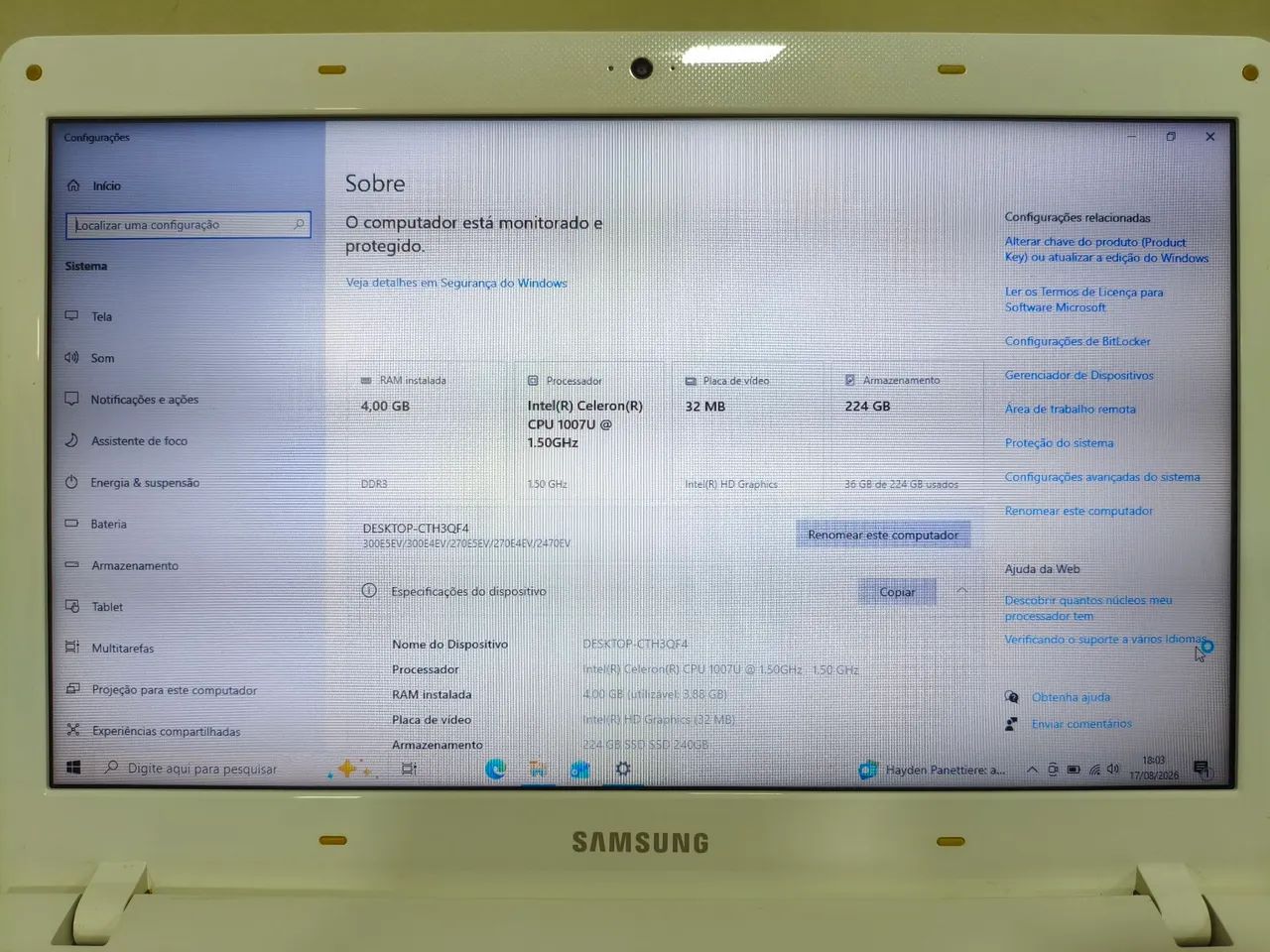 Notebook Samsung 14" com SSD 240GB Ideal para estudos - Foto 3