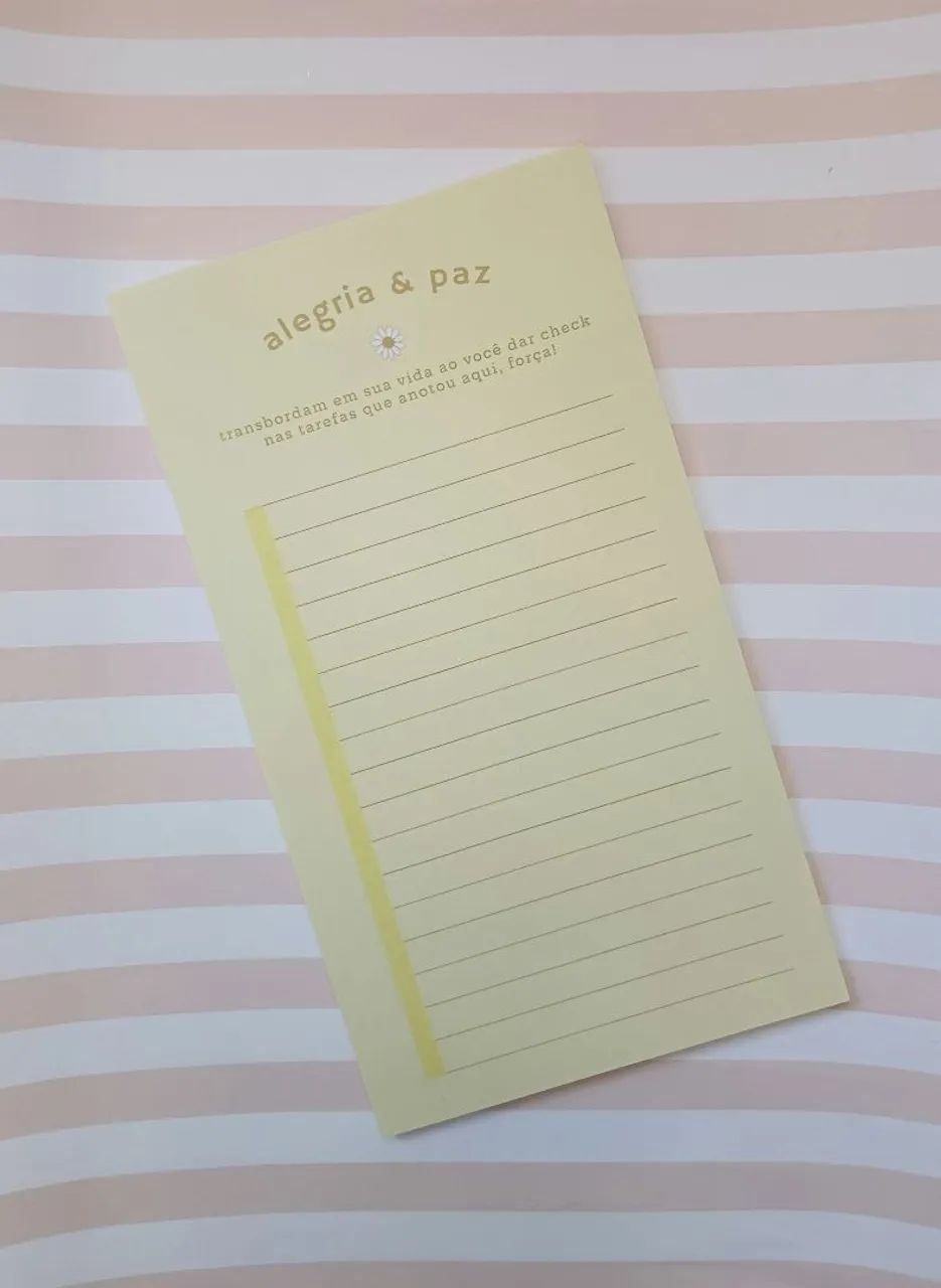 Bloco de notas alegria e paz 