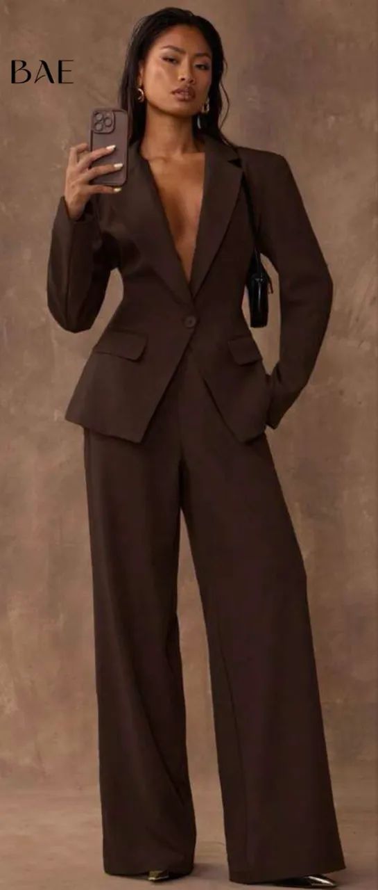 Conjunto Blazer e Calça- Marrom