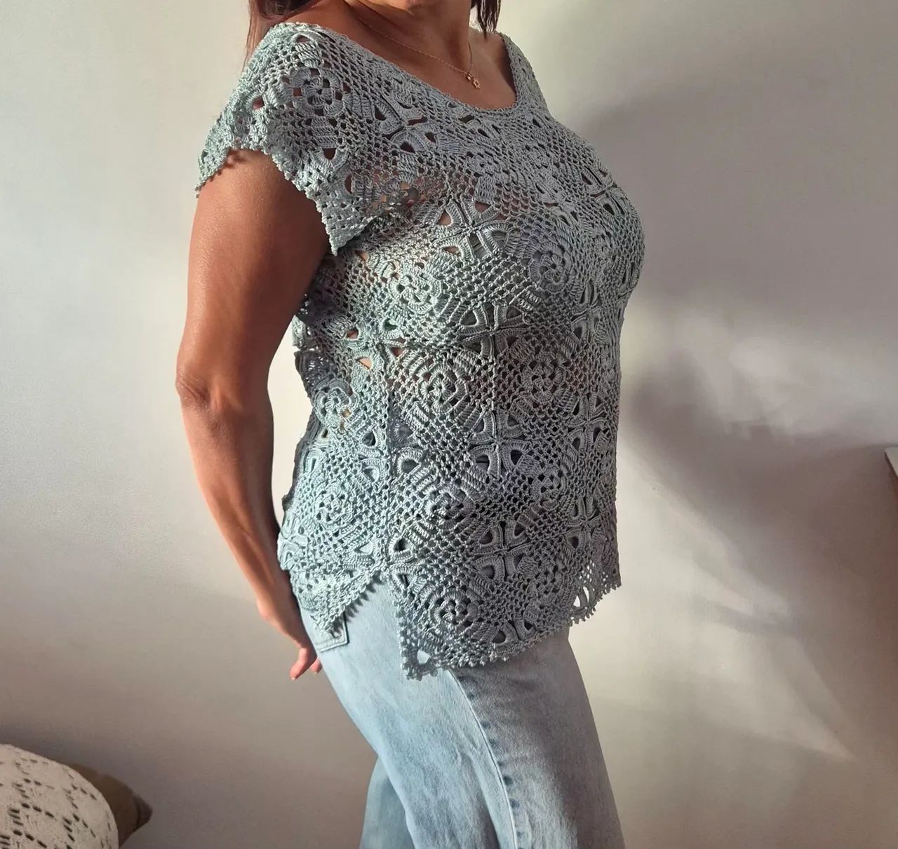Blusa de croché, tamanho M, a R$ 60,00. - Foto 3
