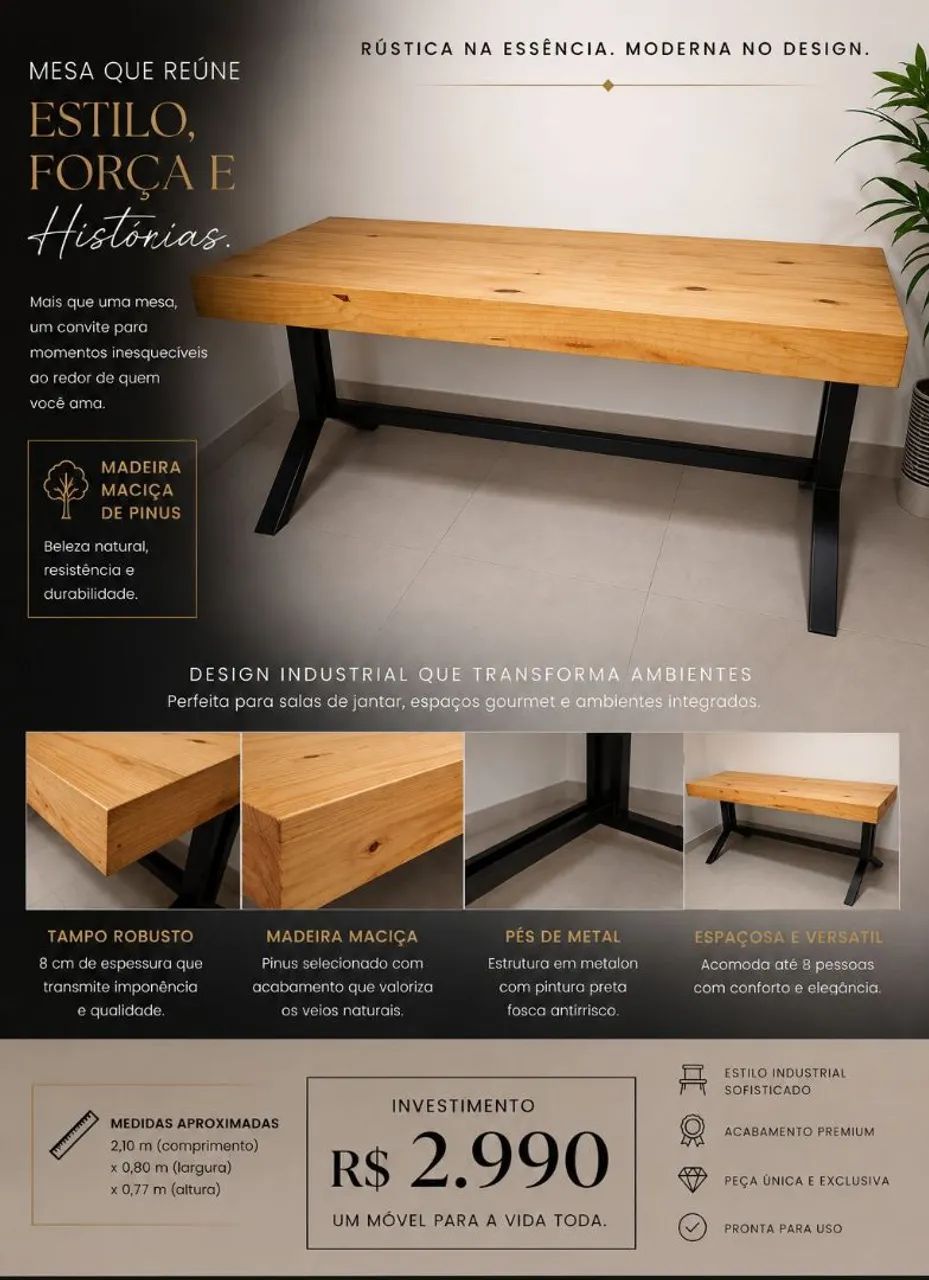 Vende-se mesa estilo industrial 