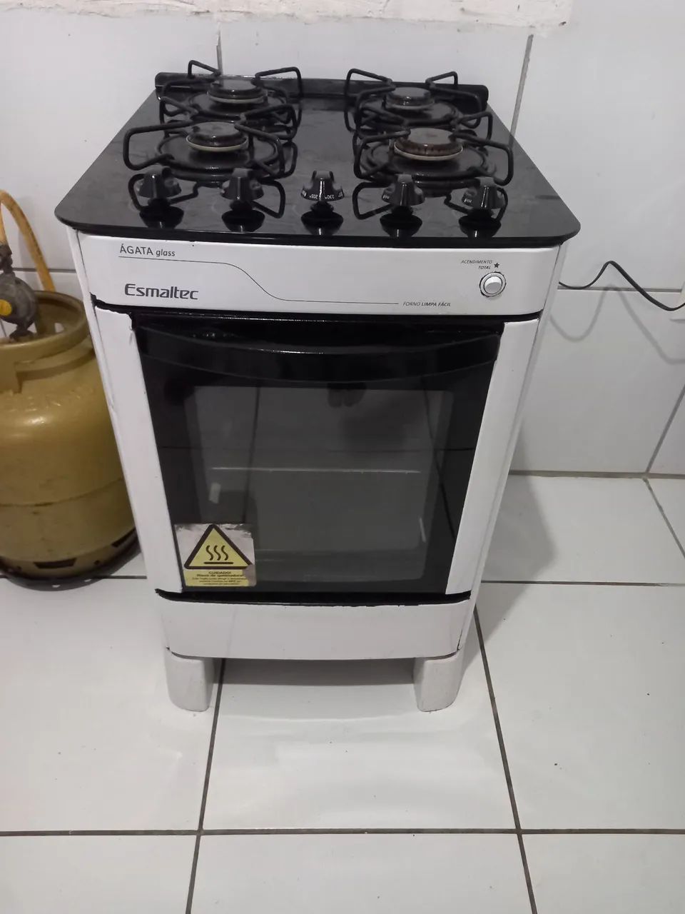 Fogão esmalte mesa de vidro  - Foto 4