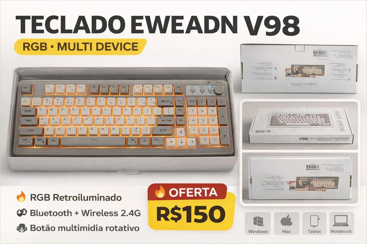 Teclado V98 multidevice - retroiluminado