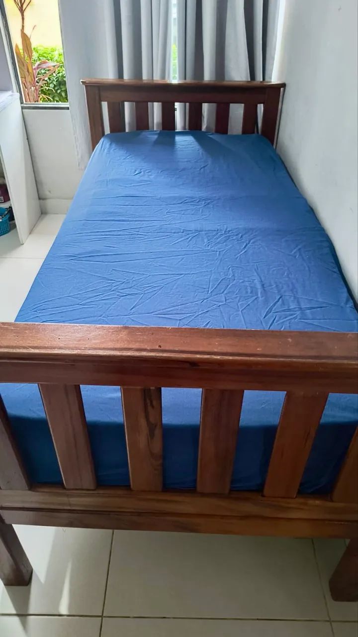     DESAPEGO: CAMA SOLTEIRO MADEIRA MACIÇA + COLCHÃO - Foto 4