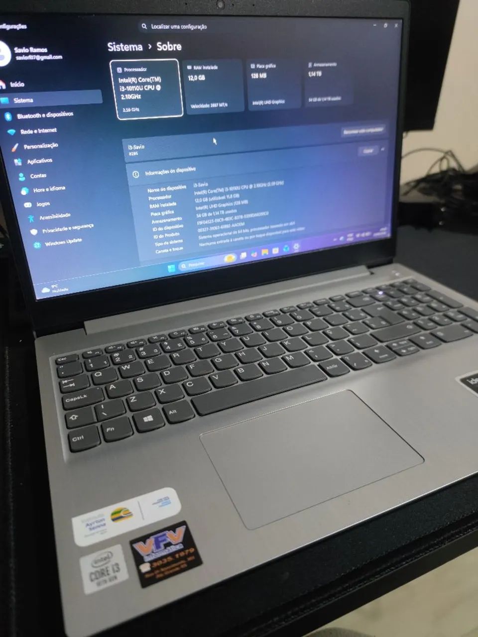 Notebook Lenovo i3 10 geração 12 ram SSD 256 Nvme - Foto 5