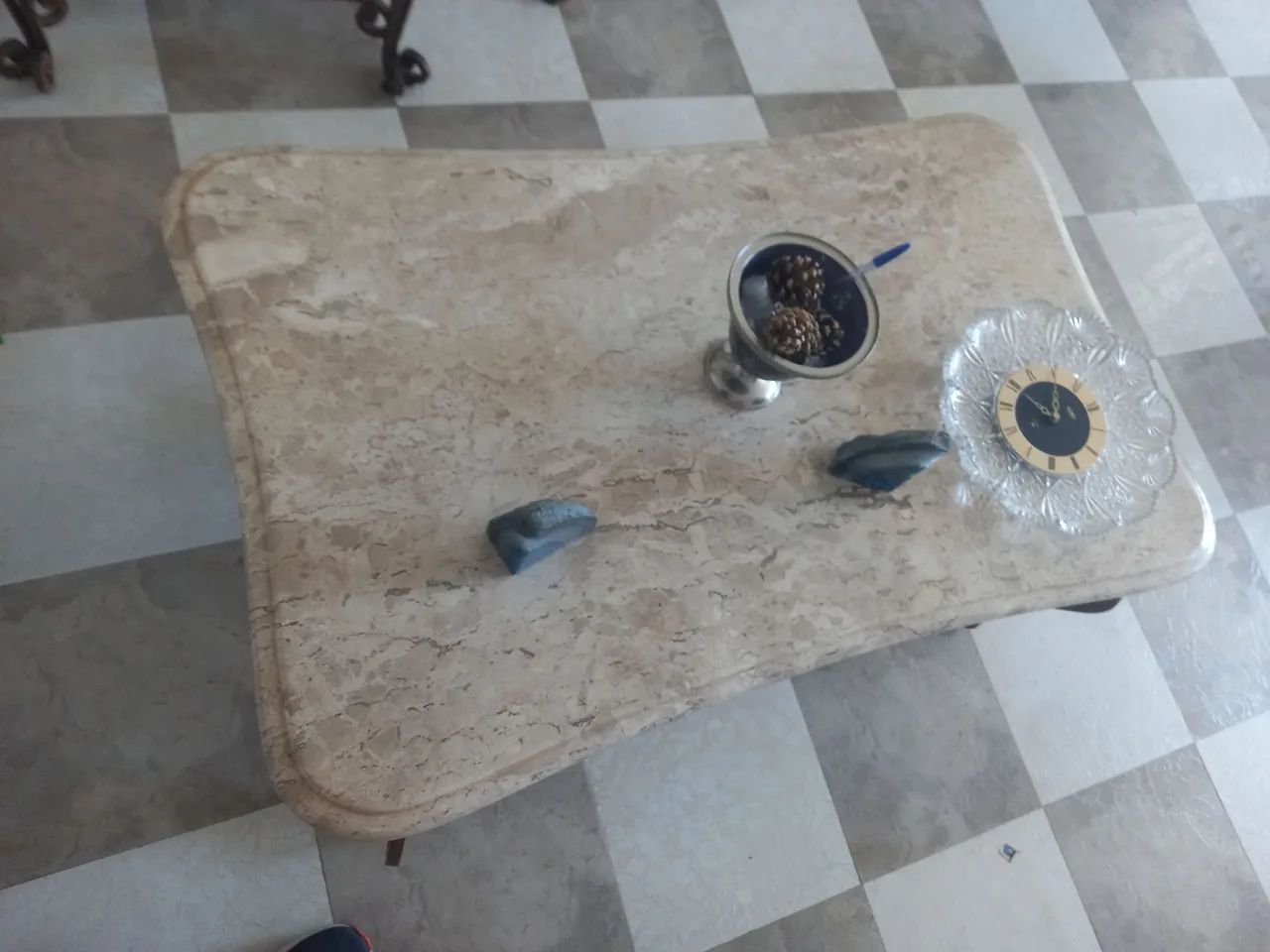 Mesa de centro clássico.  Ferro forjado e travertino - Foto 3