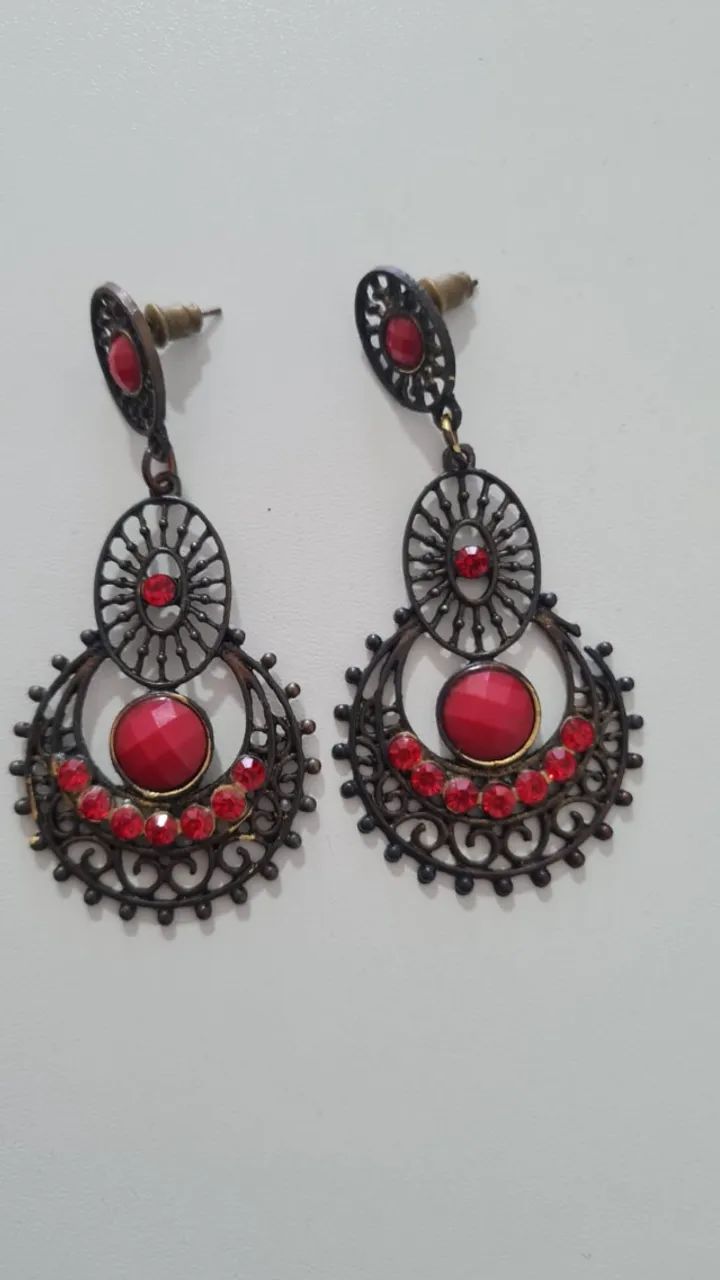 brincos belle bijoux vermelho - Foto 4