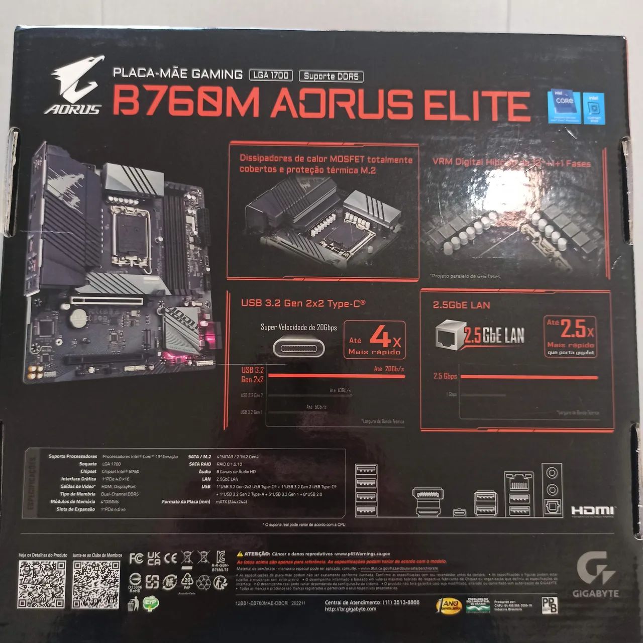 Placa Mãe B760M Aorus Elite Intel LGA 1700 DDR5 - Foto 5
