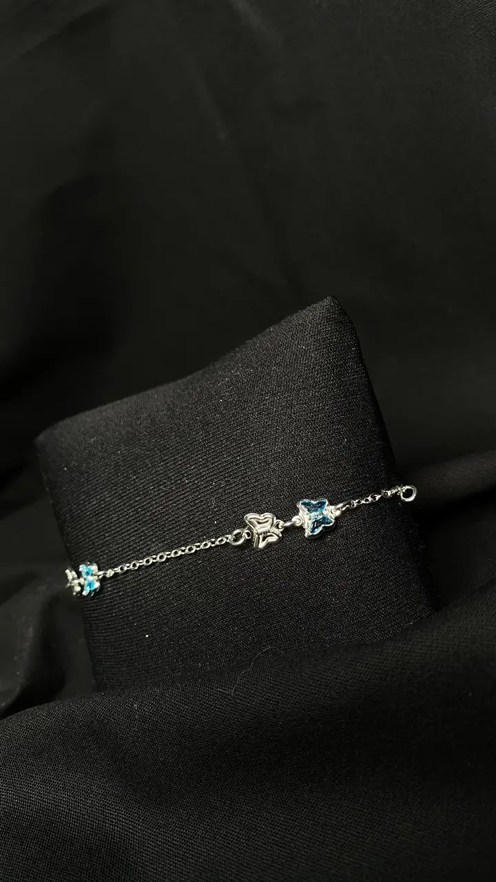 Pulseira de prata de borboletas - Foto 2