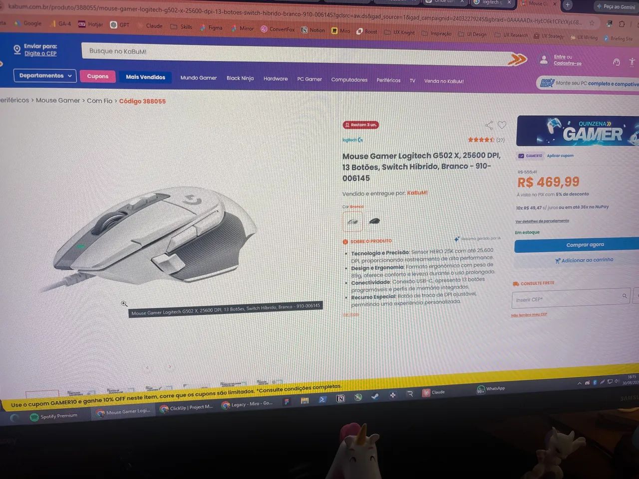 Mouse Gamer Logitech G502X com fio  - Foto 3