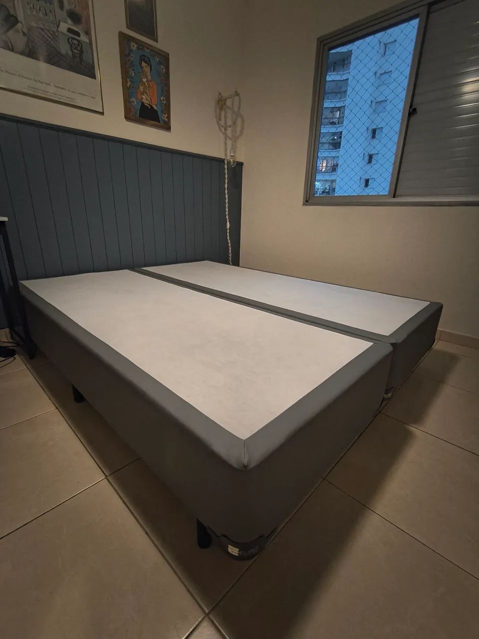 Base Cama Box Queen Bipartida - Euro Colchões (Courano / Cinza)