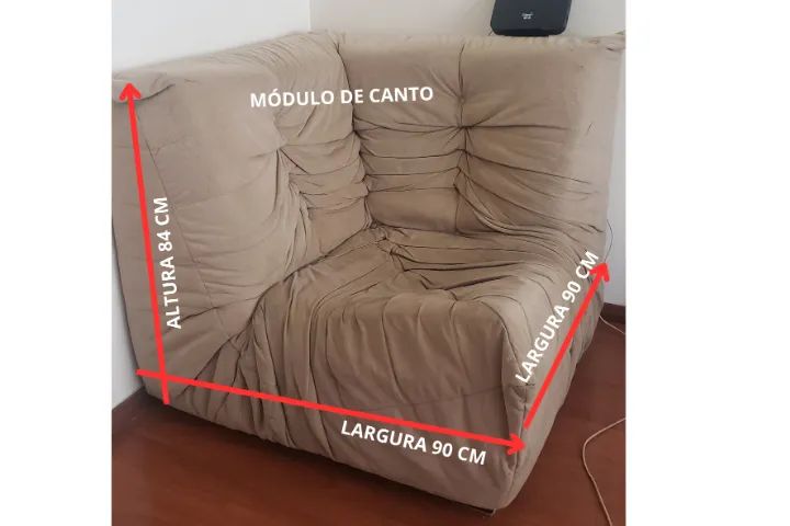 Sofá modular com chaise e puff - estrutura reforçada - Foto 3