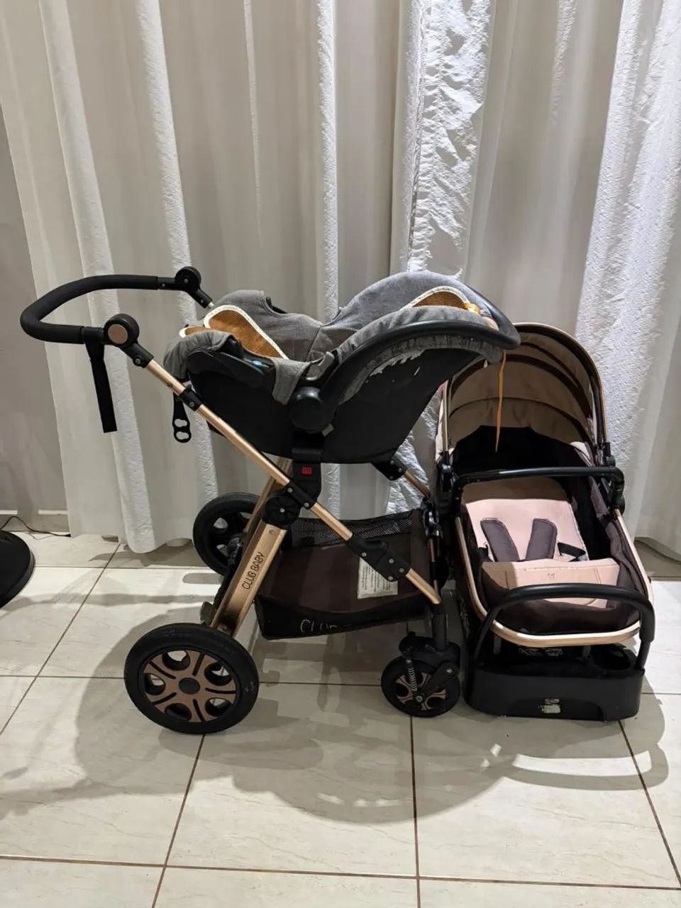 Carrinho de bebê Moisés com bebê conforto e base veícular  - Foto 2