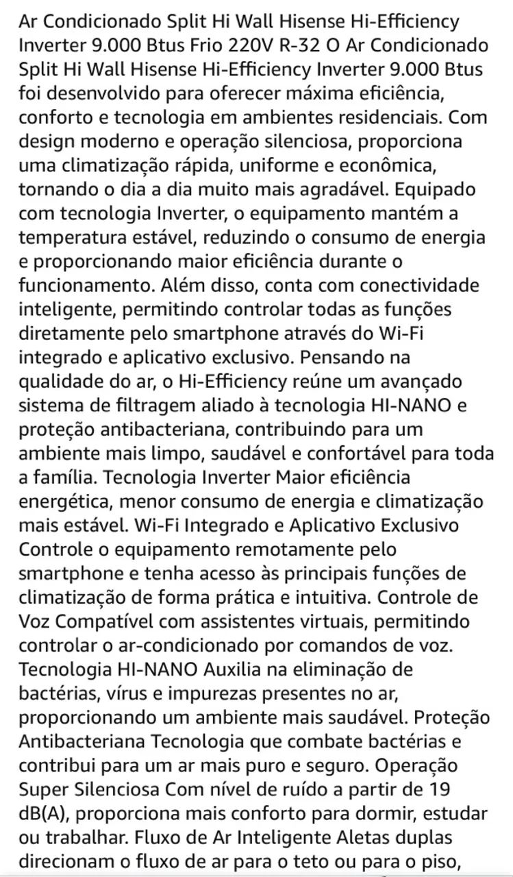 AR-CONDICIONADO 9.000 BTUS HISENSE  - Foto 4