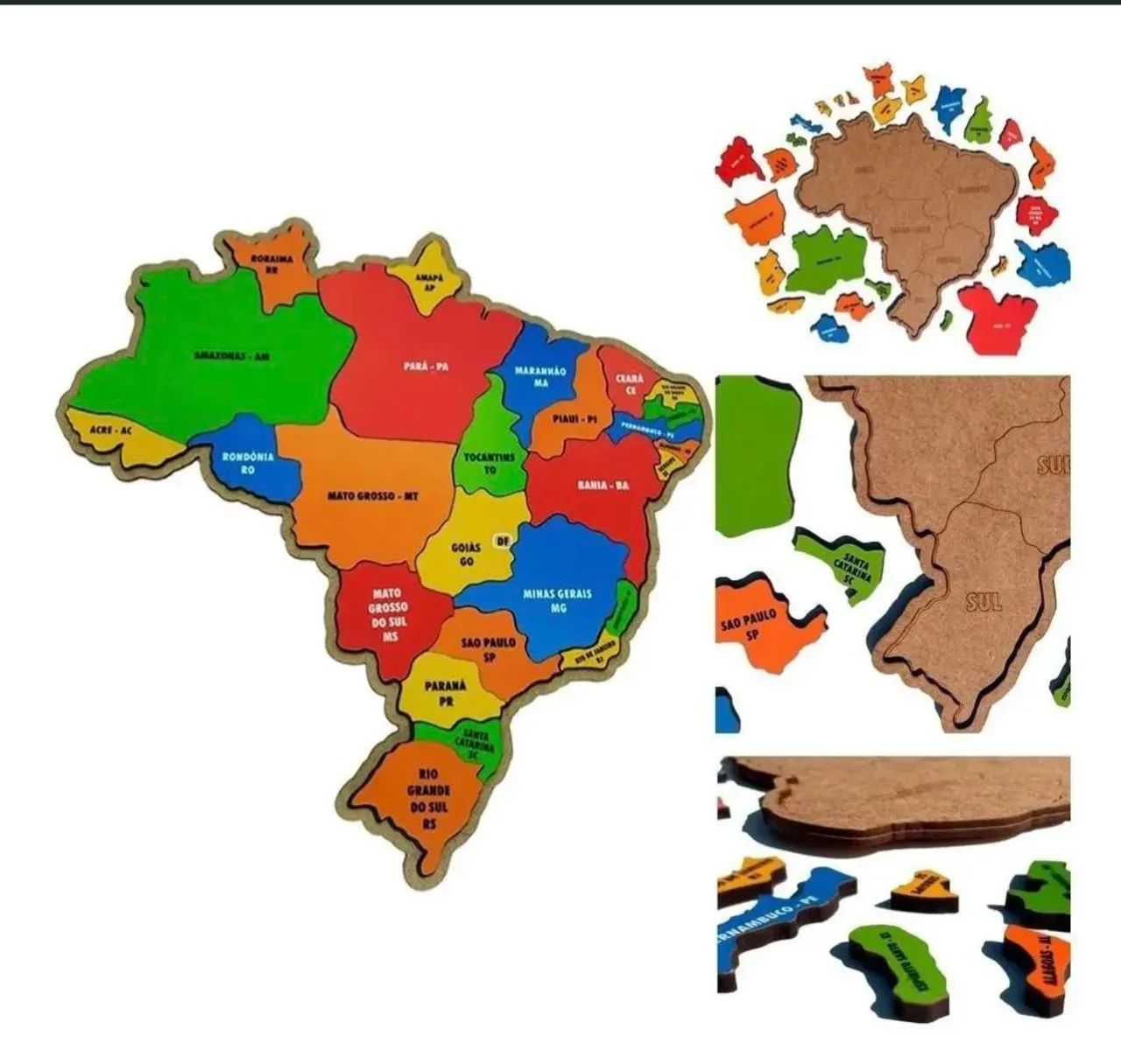 Mapa Puzzle Brasil Madeira  - Foto 2