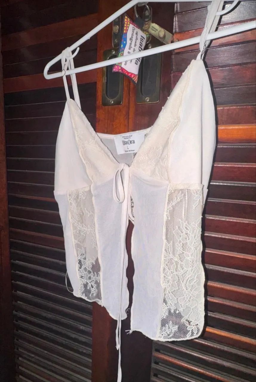 top primark rita ora branco renda G - Foto 4