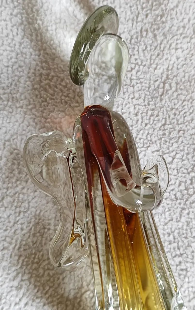Par de Anjos em Cristal Murano São Marcos - Cor Âmbar - Foto 4