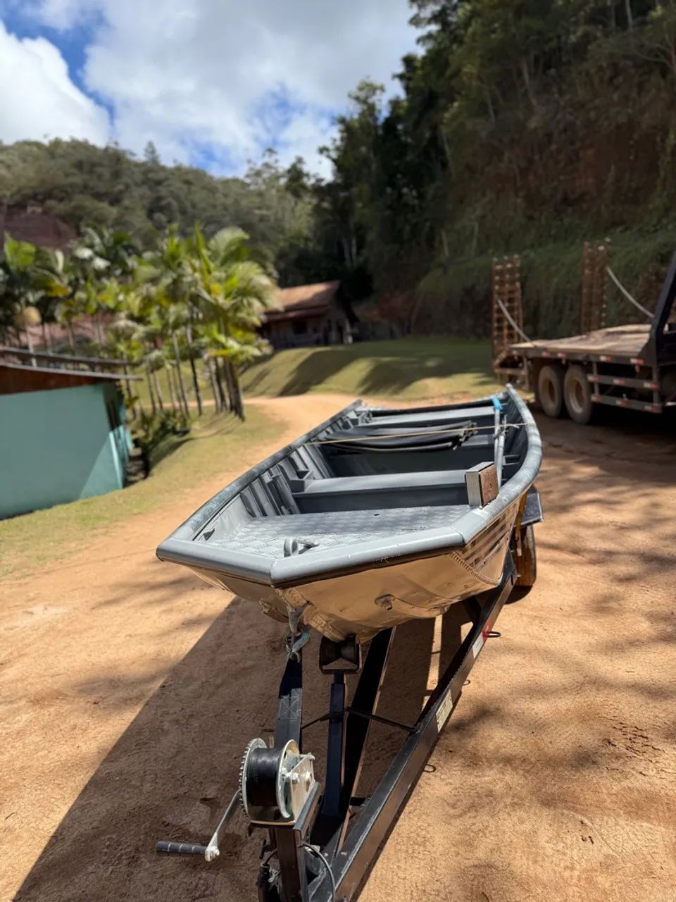 Vendo barco de alumínio semi chata completo proto pra uso  - Foto 4