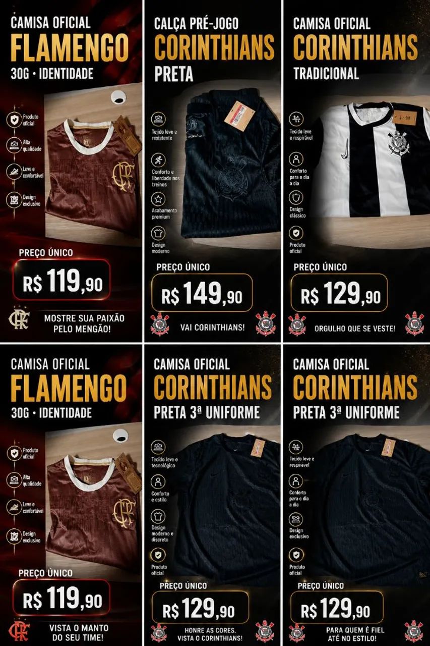Camisas do seu time
