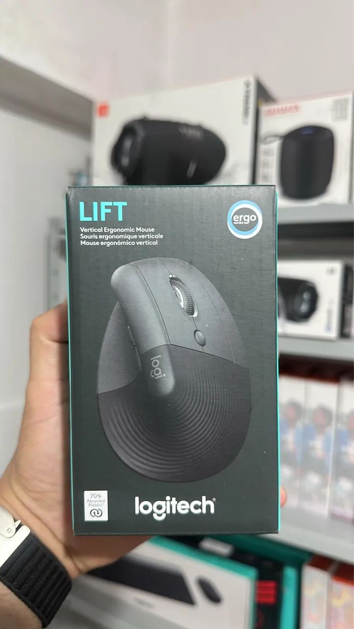 Mouse Sem Fio Logitech Lift Ergonômico Grafite 