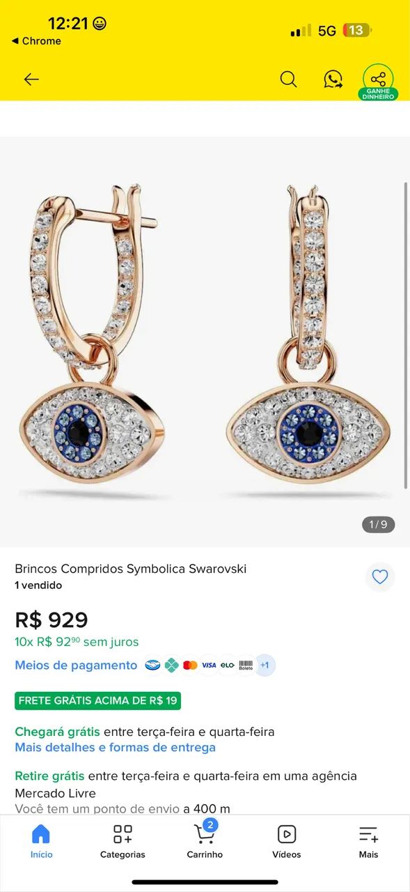Brincos Compridos Swarovski - Foto 3