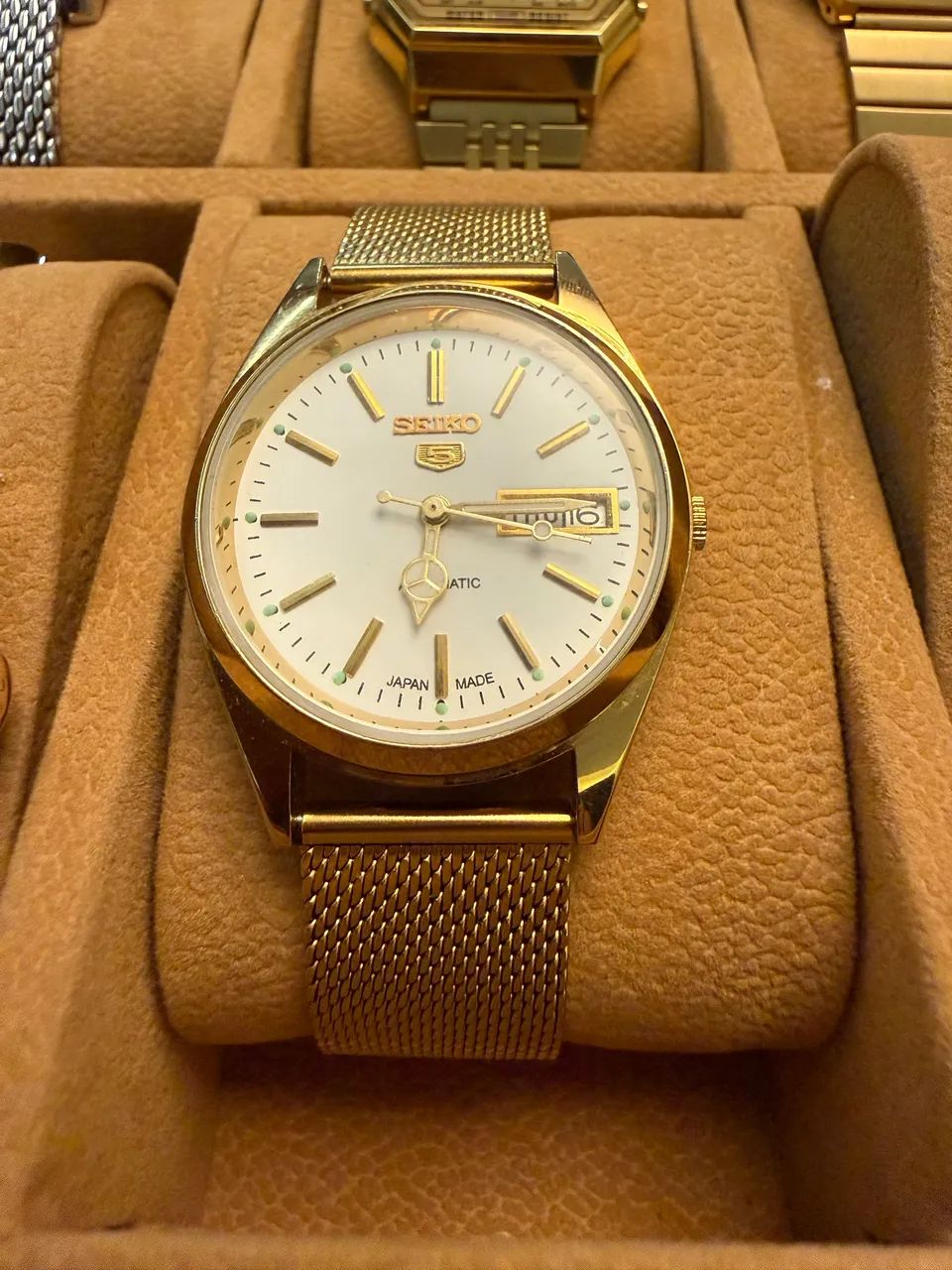Seiko Vintage Automático Branco | Revisado | Pulseira Milanesa