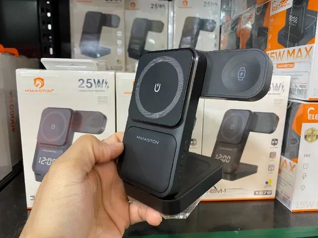 Carregador Indutivo 3 em 1 Dobrável H-Maston 25W para Celular, Relógio e Fone - Foto 6