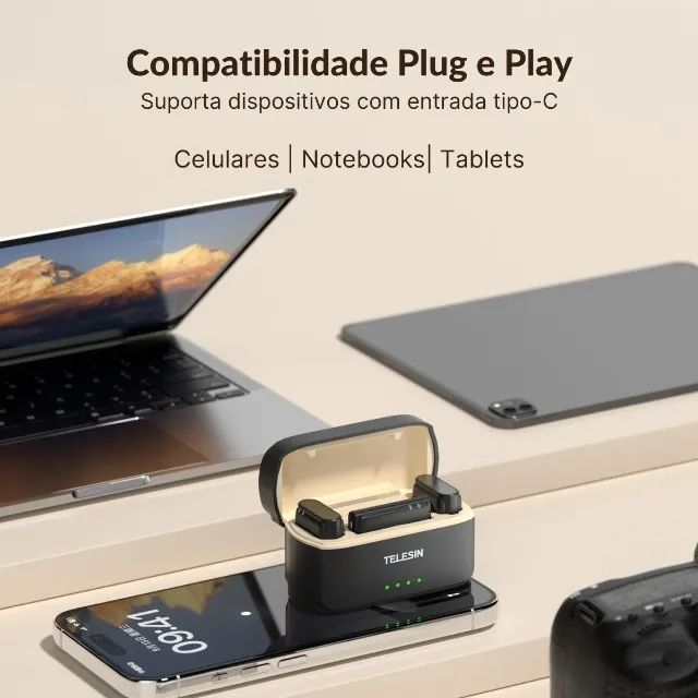 Sistema de Microfone Duplo Lapela sem Fio Usb-C Combo - Foto 5