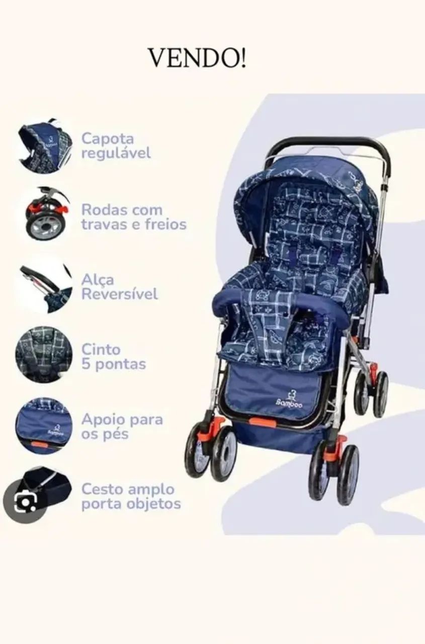 Carrinho de bebê Bamboo  - Foto 2
