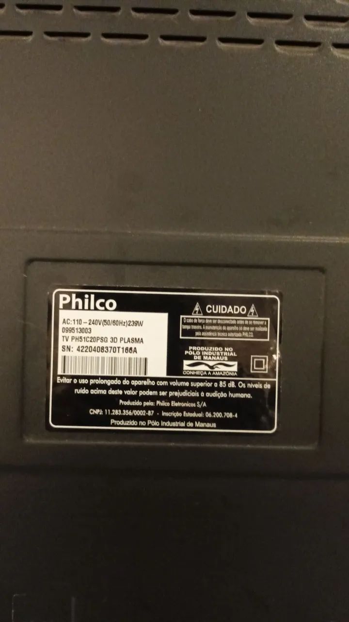 Tv philco 51 plasma 3D com defeito - Foto 3