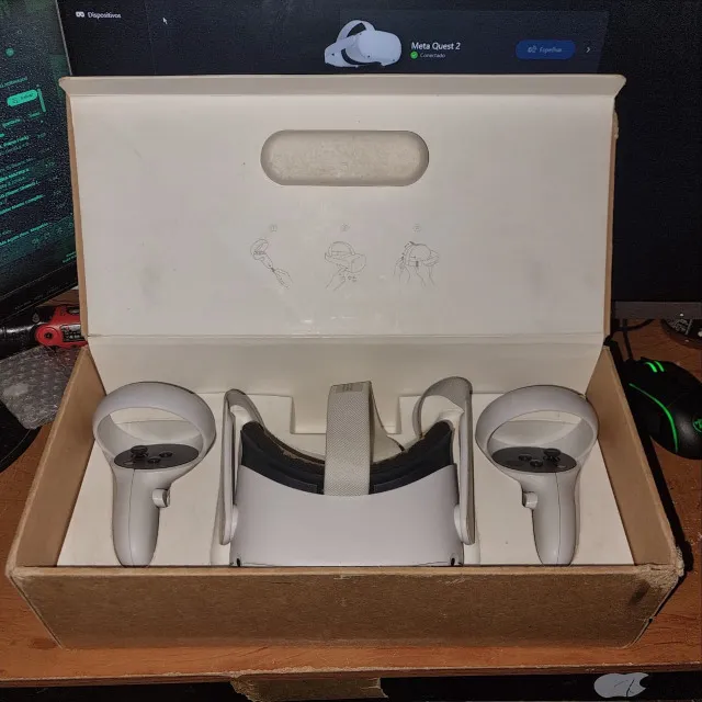 Oculus quest 2 completo, caixa + acessórios + strap bobovr