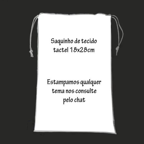 10 Saquinhos de tecido tactel personalizada 18x28cm