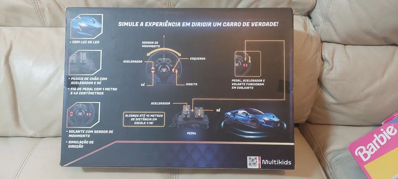 Carrinho com Volante e Pedal Racing Control Midnight Preto Multikids - Foto 4