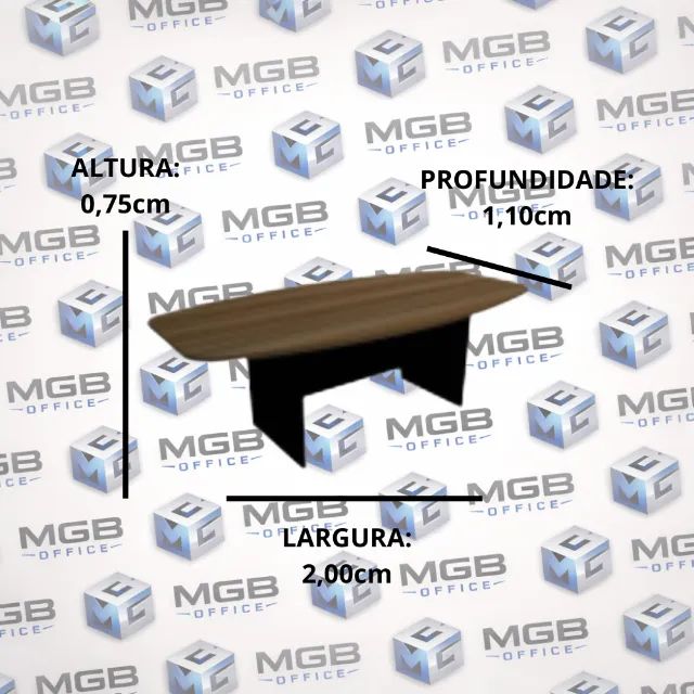 Mesa de Reunião de Escritório - 0,75x2,00x1,10cm - ENTREGAS EM ATÉ 24h! - Foto 2