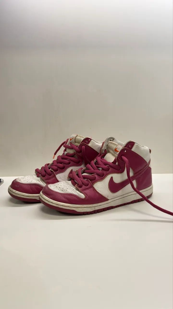 tênis nike sb dunk high pro iso branco/rosa - Foto 2