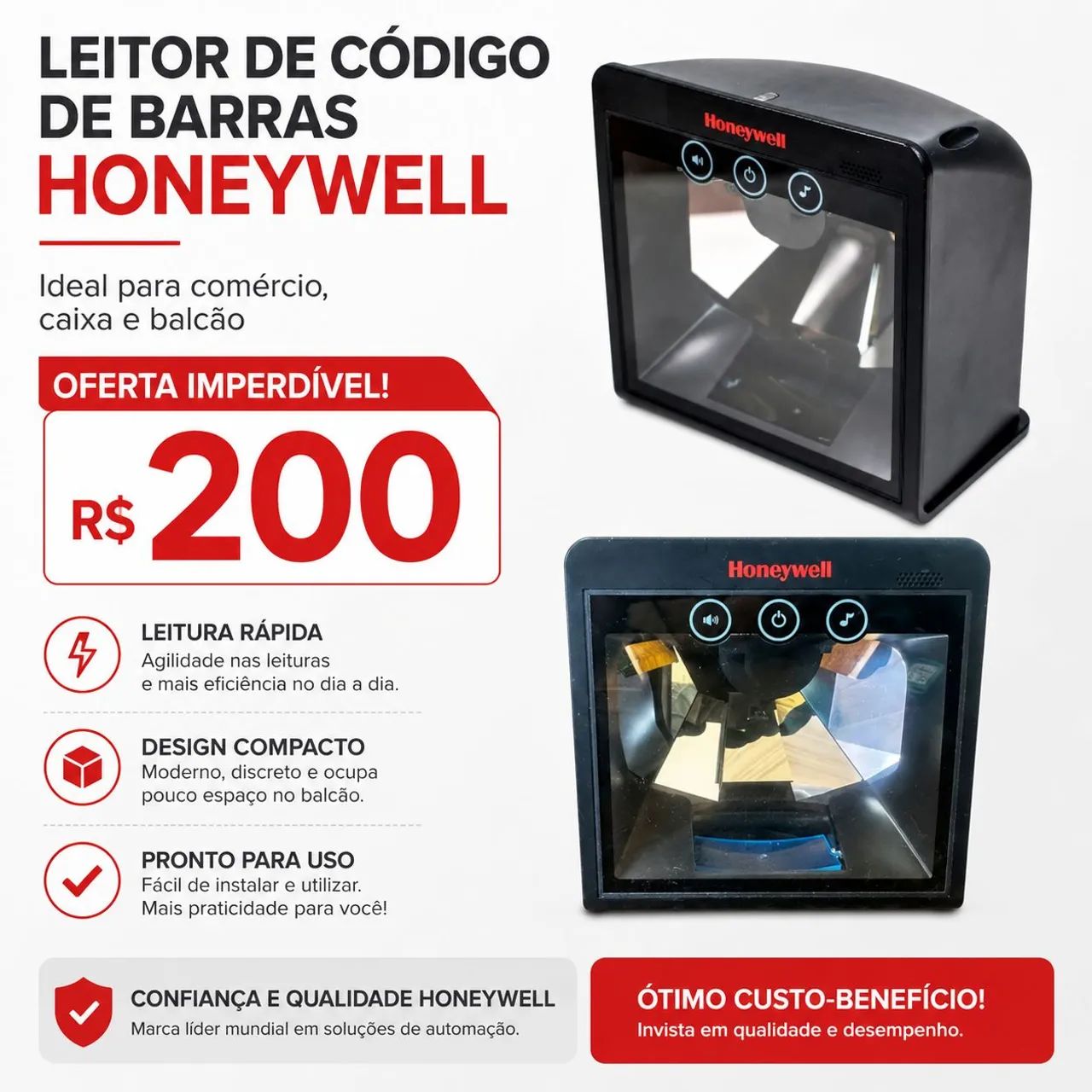 Leitor de Código de Barras Honeywell de Mesa R$ 200