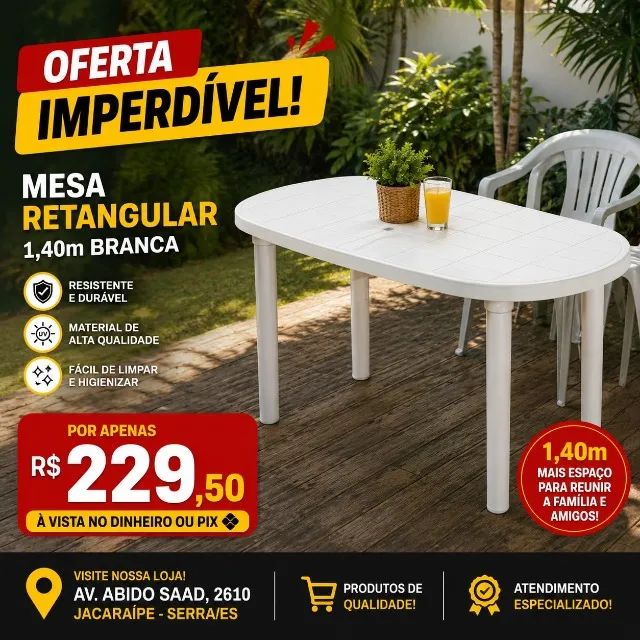 Mesa Plástica 1,40m Branca 