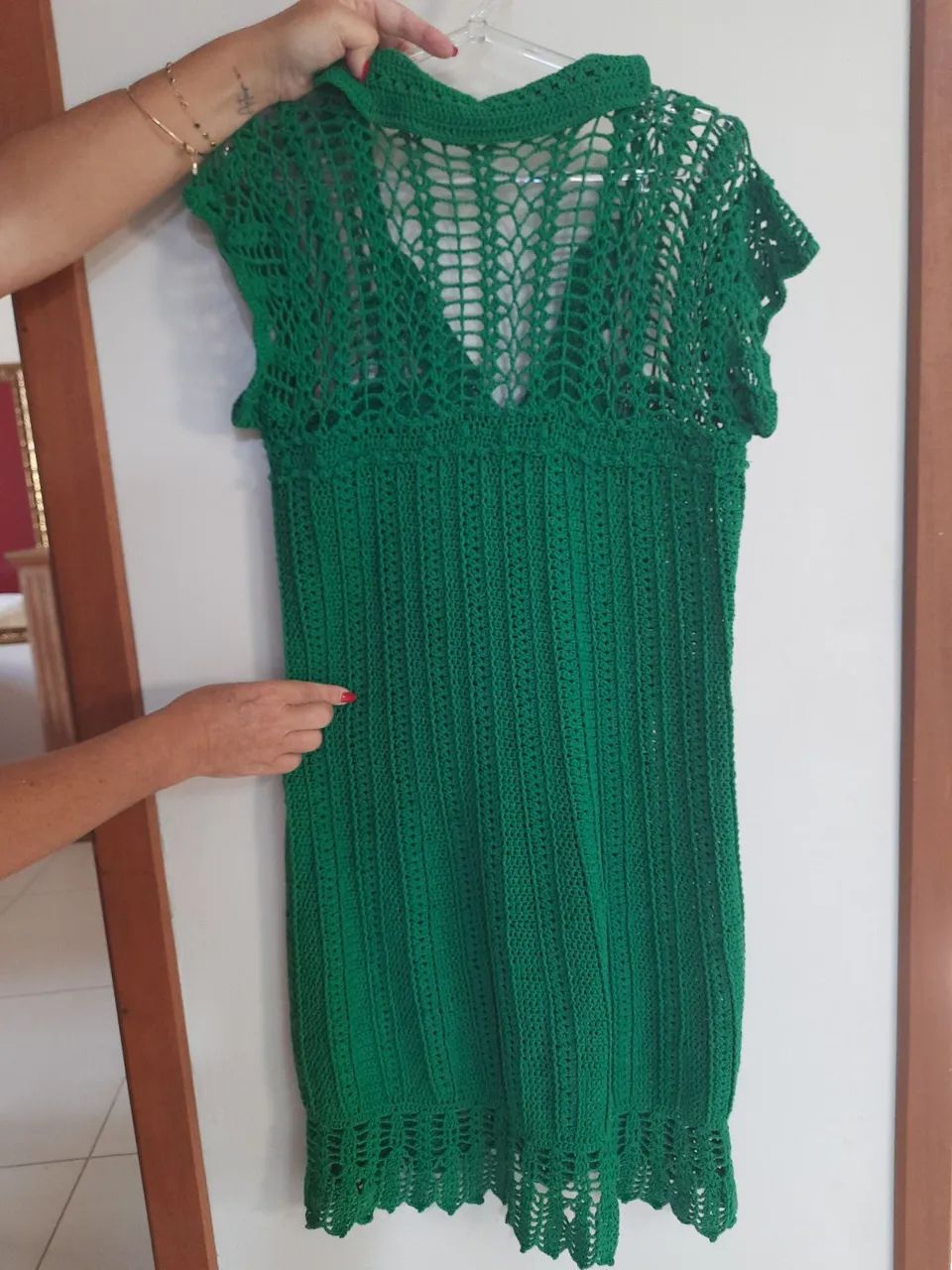 Vestido em crochê artesanal tam P / 40 - Foto 2