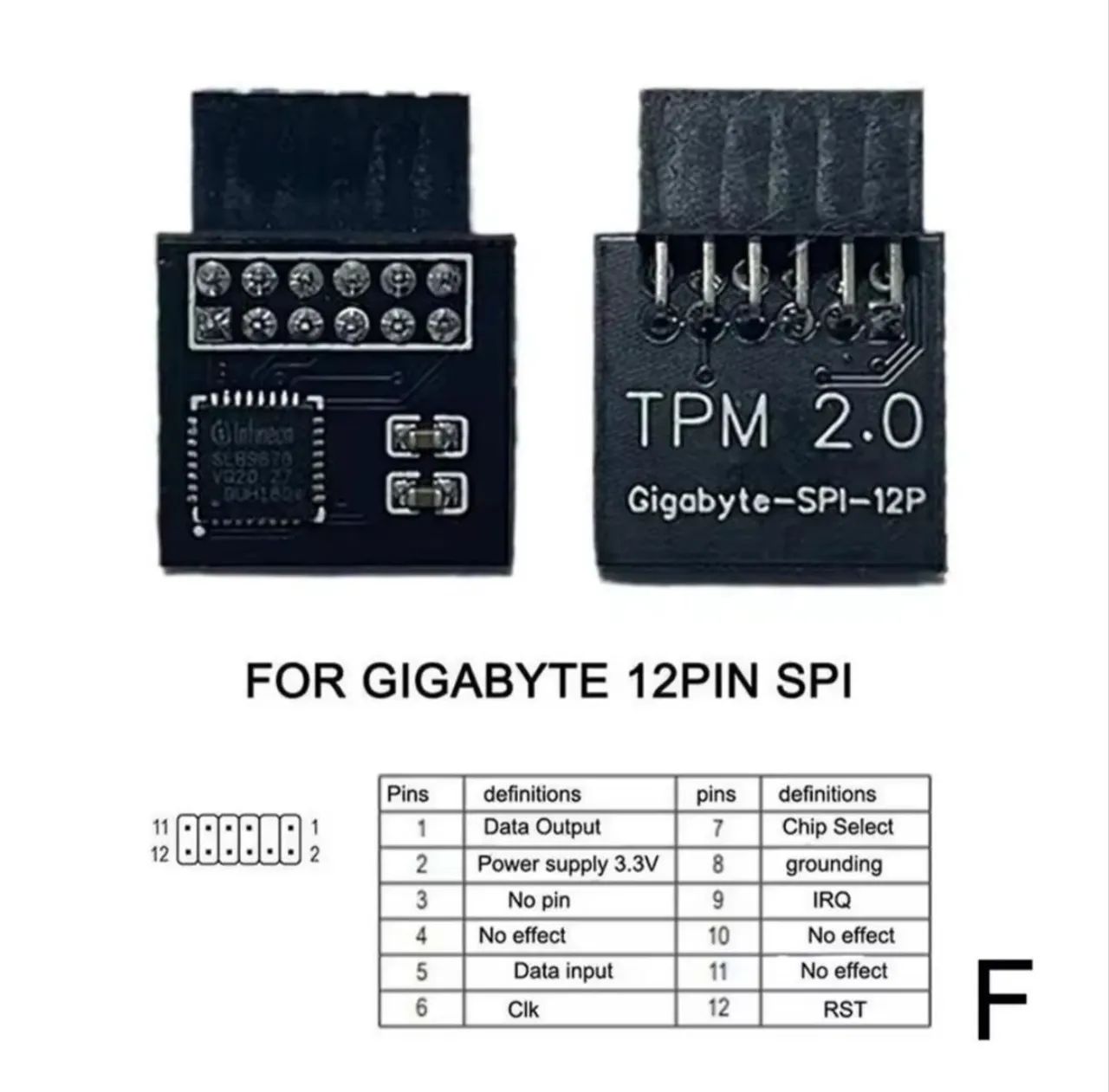 módulo TPM 2.0 gigabyte-SPI - 12 pinos