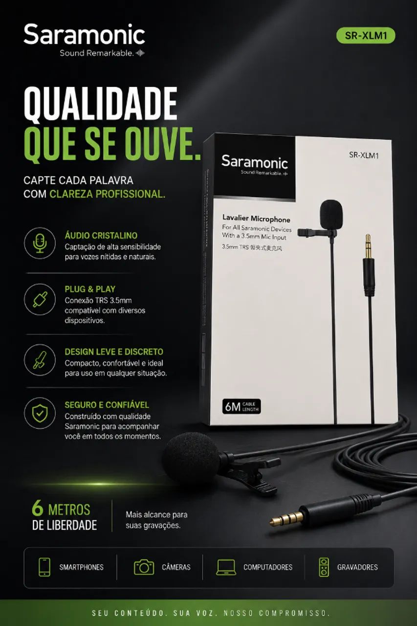 MICROFONE COM FIO SARAMONIC SR-XLM1