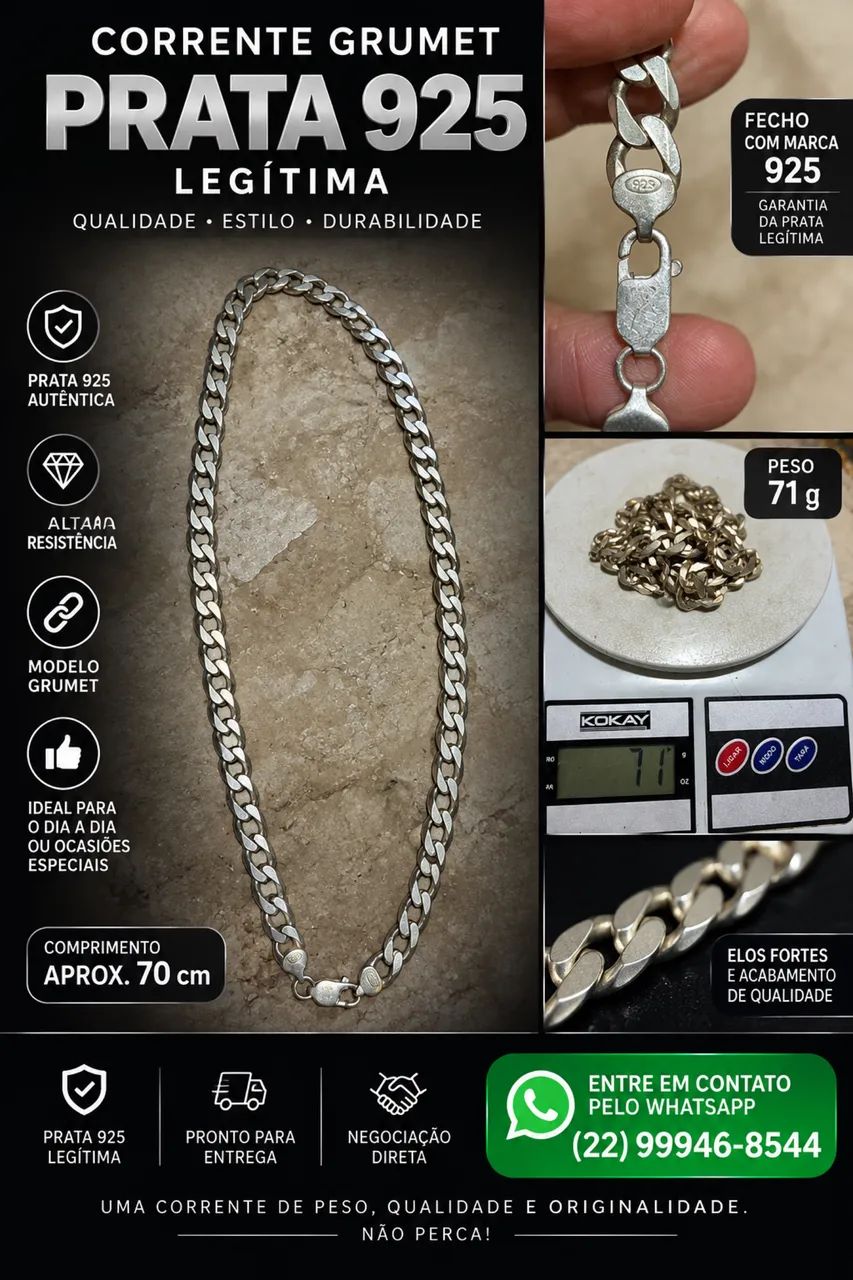Vendo corrente de prata 925 