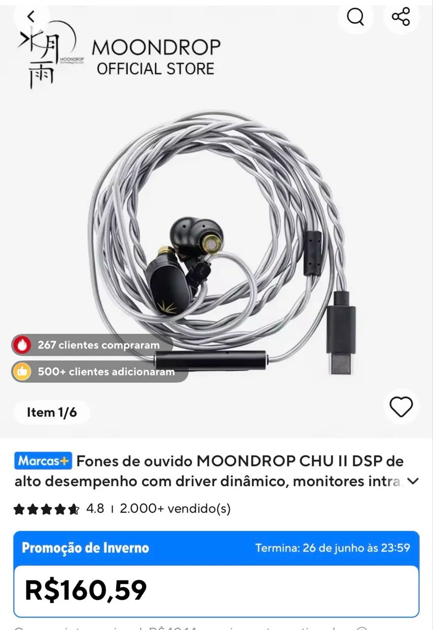 Fone de ouvido MOONDROP CHU II USB-C com microfone. - Foto 4
