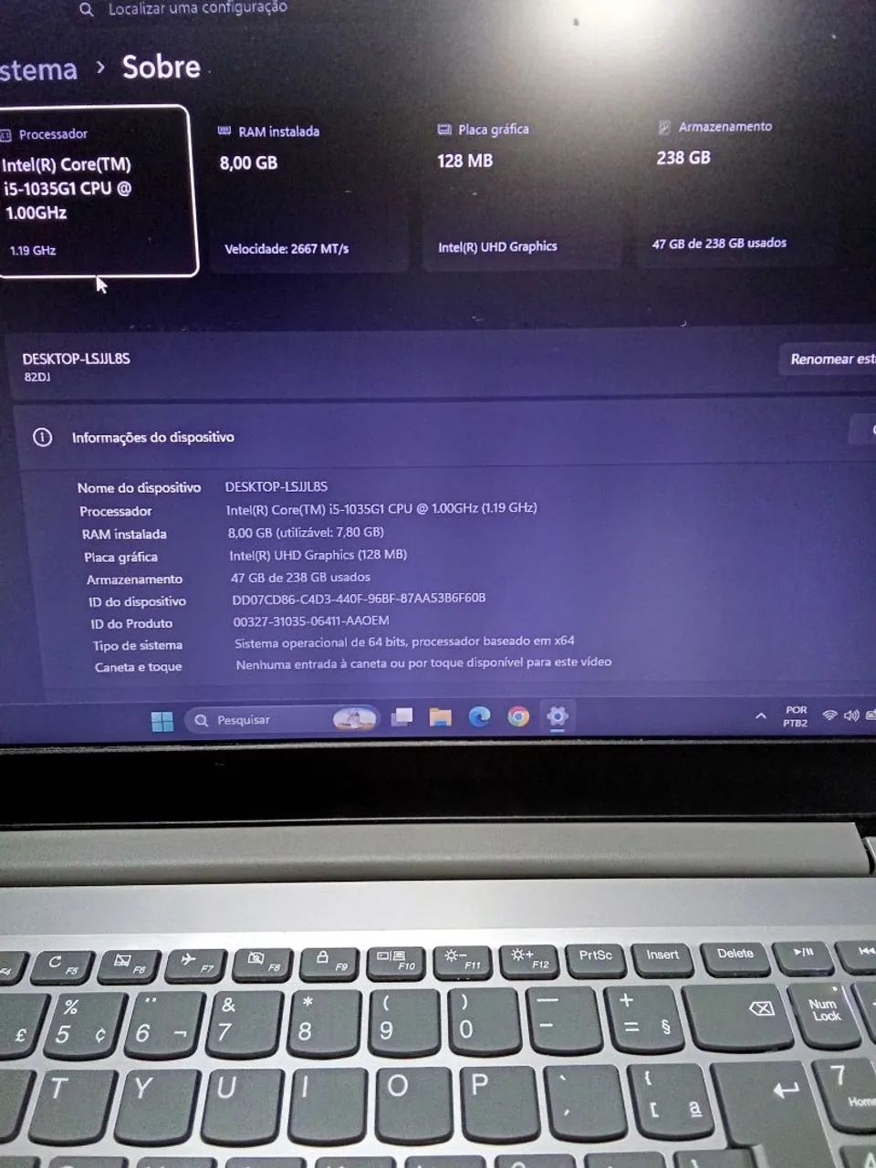Notebook Lenovo i5 10th 8GB SSD 256GB - Foto 2